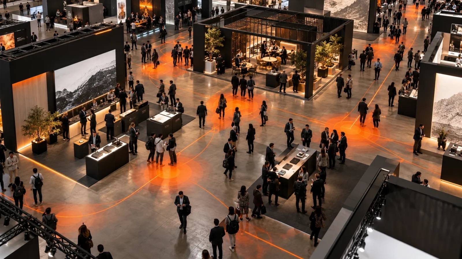 Tráfico y atención en stands de un evento